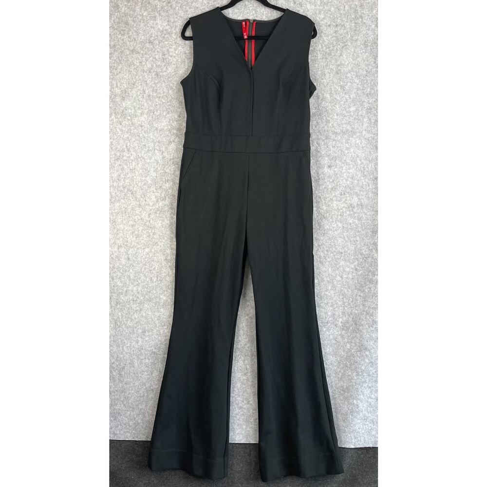 Spanx The Perfect Sleeveless Jumpsuit Womens Large Black‎ Ponte Knit Classic
